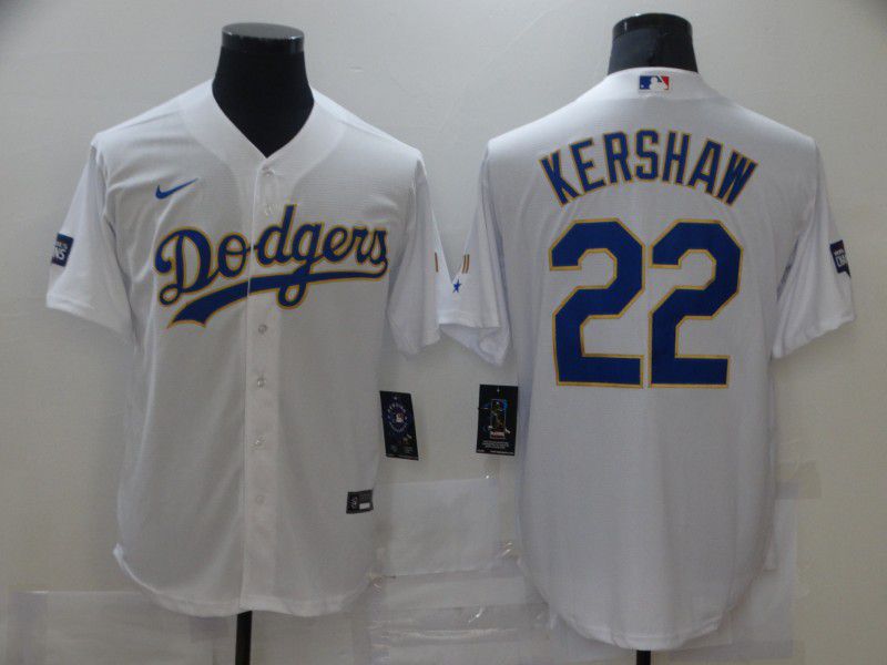 Men Los Angeles Dodgers #22 Kershaw White Game 2021 Nike MLB Jersey1